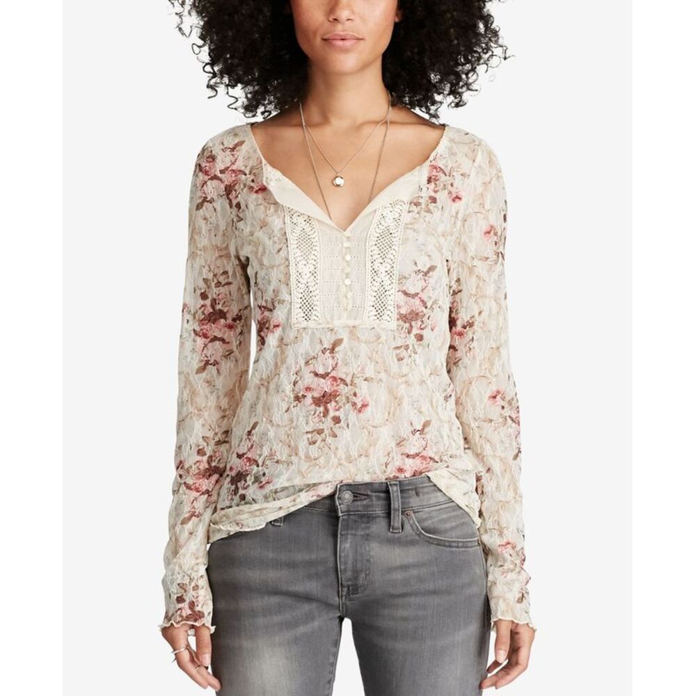 Denim Supply Ralph Lauren Floral Print Lace Henley